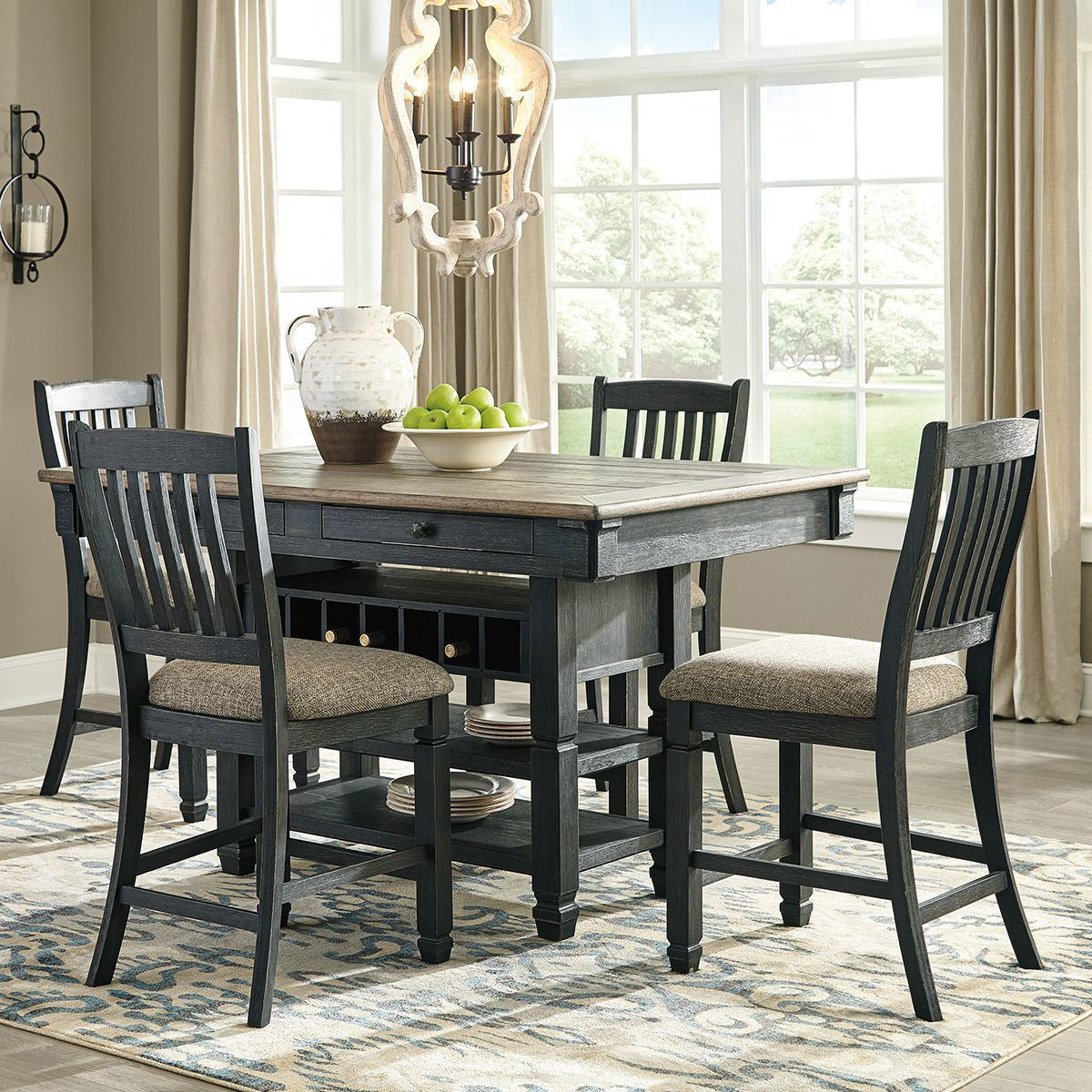 Antiquity Gray 5 Piece Hightop Dining Set