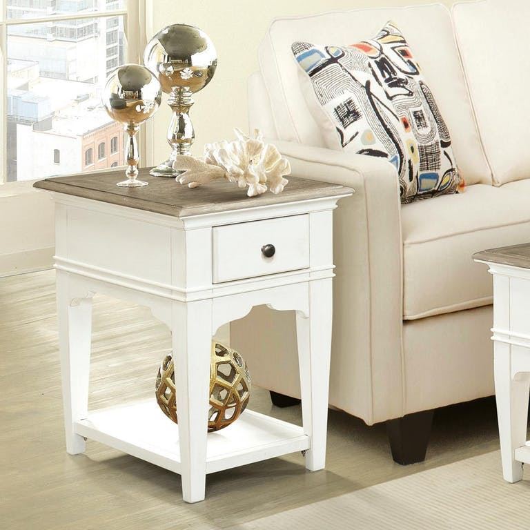 Myra White Chairside Table