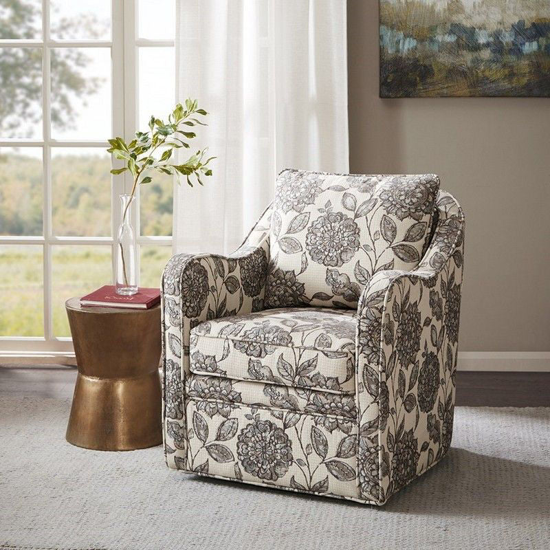 Brianne Slub Weave Wide Seat Swivel Arm Chair