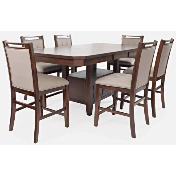 MANCHESTER BROWN 7PC TALL DINING SET