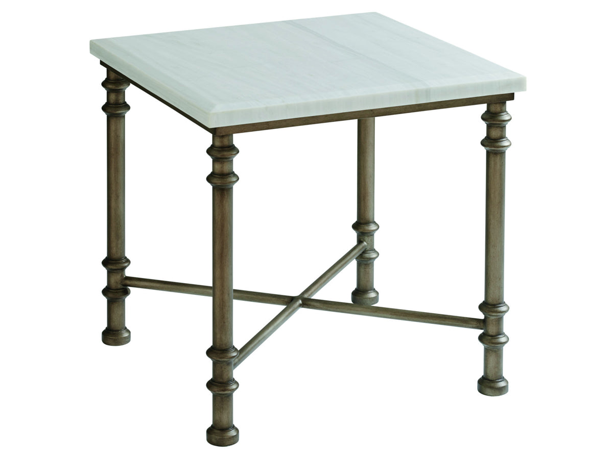 FLAGLER SQUARE MARBLE TOP END TABLE