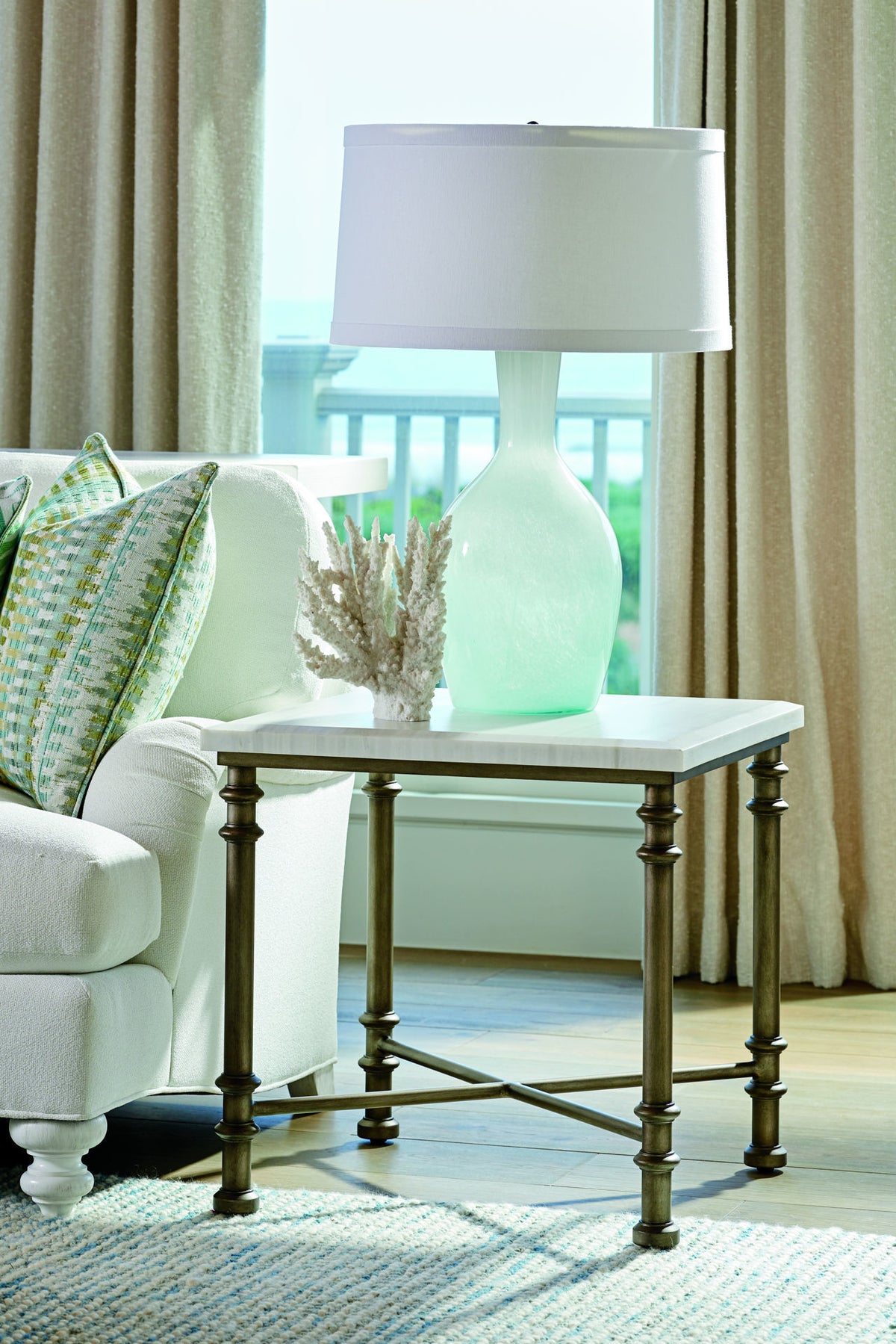 FLAGLER SQUARE MARBLE TOP END TABLE