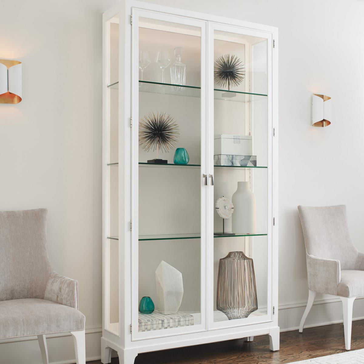 LAKESHORE CURIO WITH TAUPE BACK PANEL