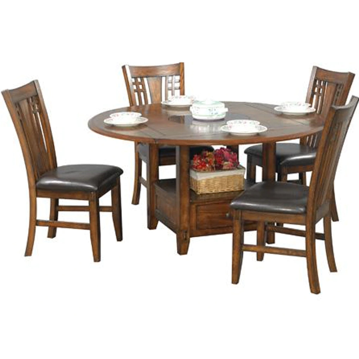 60" Zahara Round Table with Granite Lazy Susan