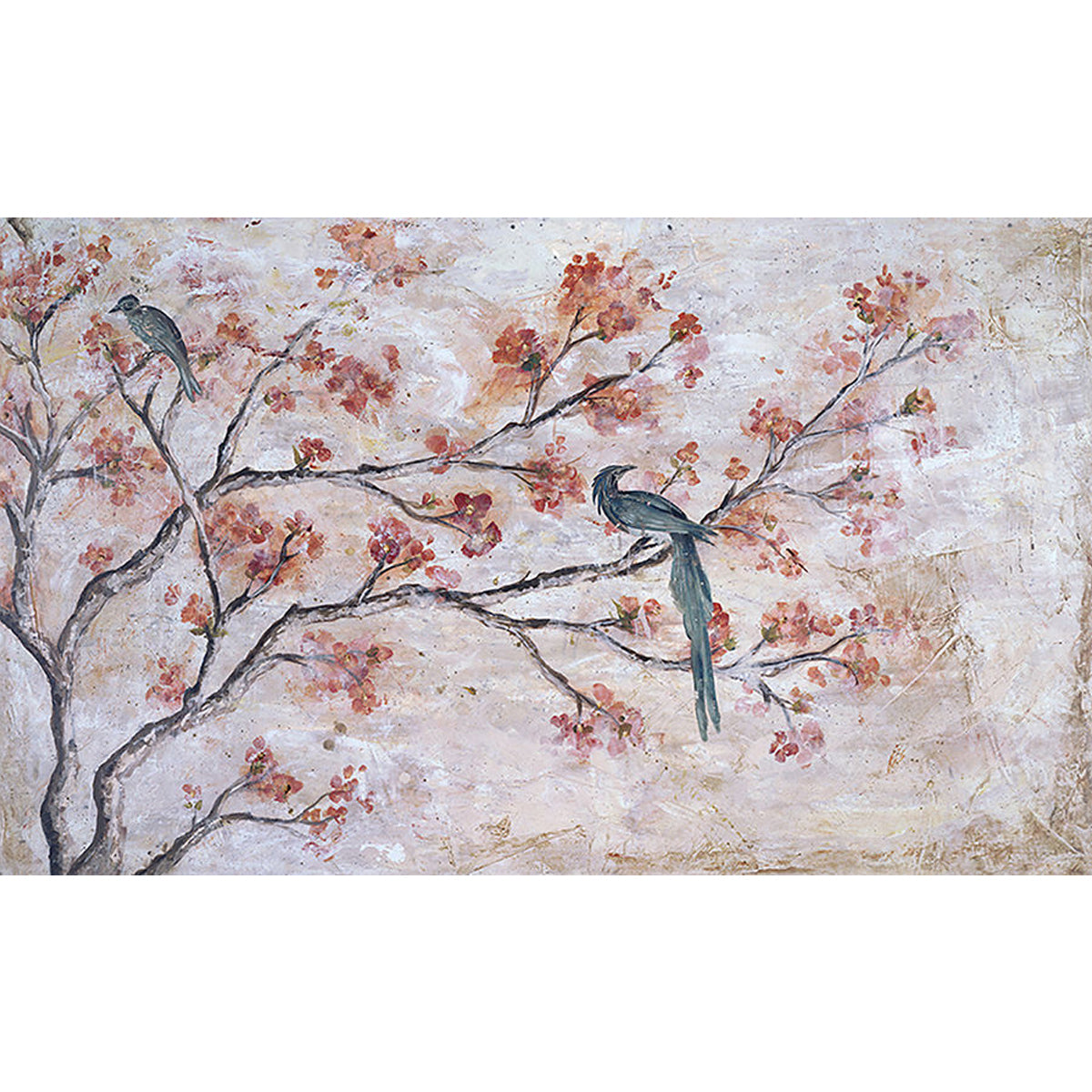 PERCHED BIRD PRINT 60X36 FRAMED