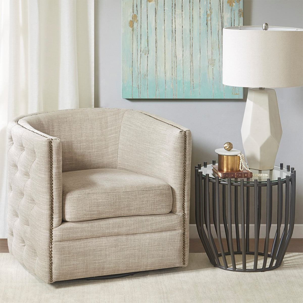 CAPETOWN LINEN SWIVEL CHAIR