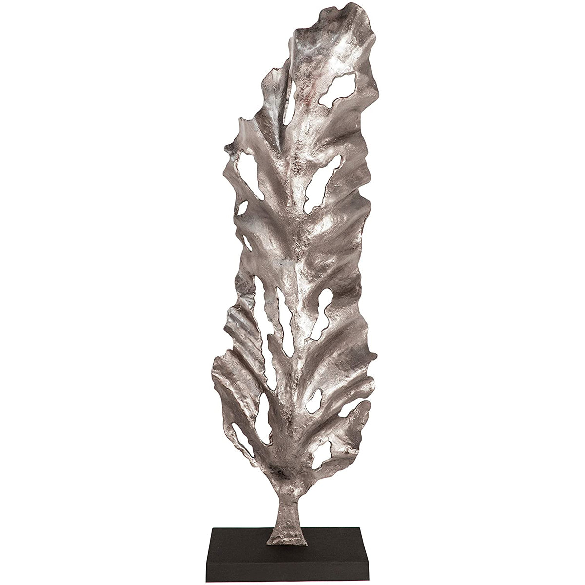 60" Metal Silver Leaf Sculpture