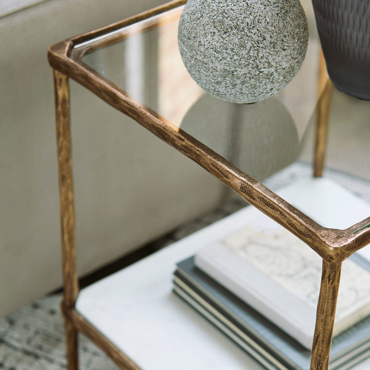 NEW YORK BRASS END TABLE