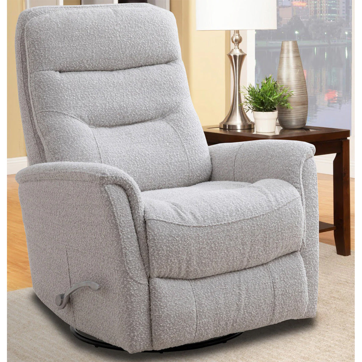 GEMINI SWIVEL RECLINER IN BLOKE COTTON