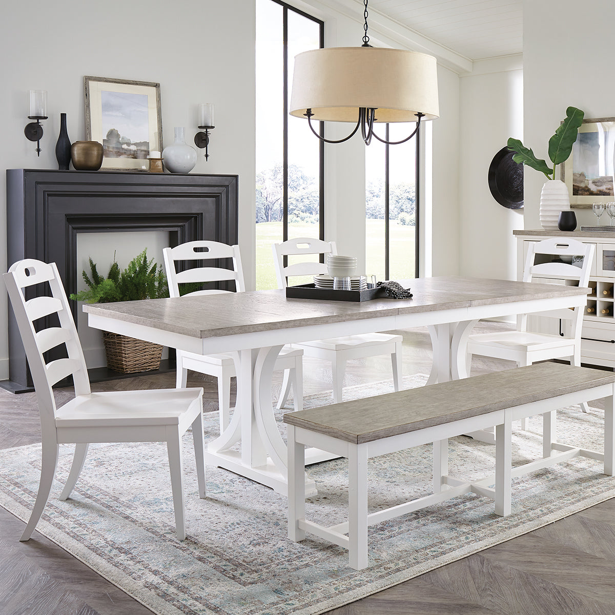 CORA 6PC TRESTLE DINING SET