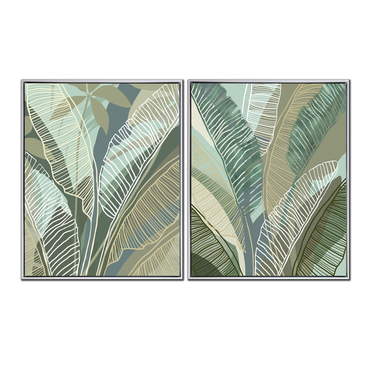 SET OF 2 TROPICAL BOTANICAL CANVAS