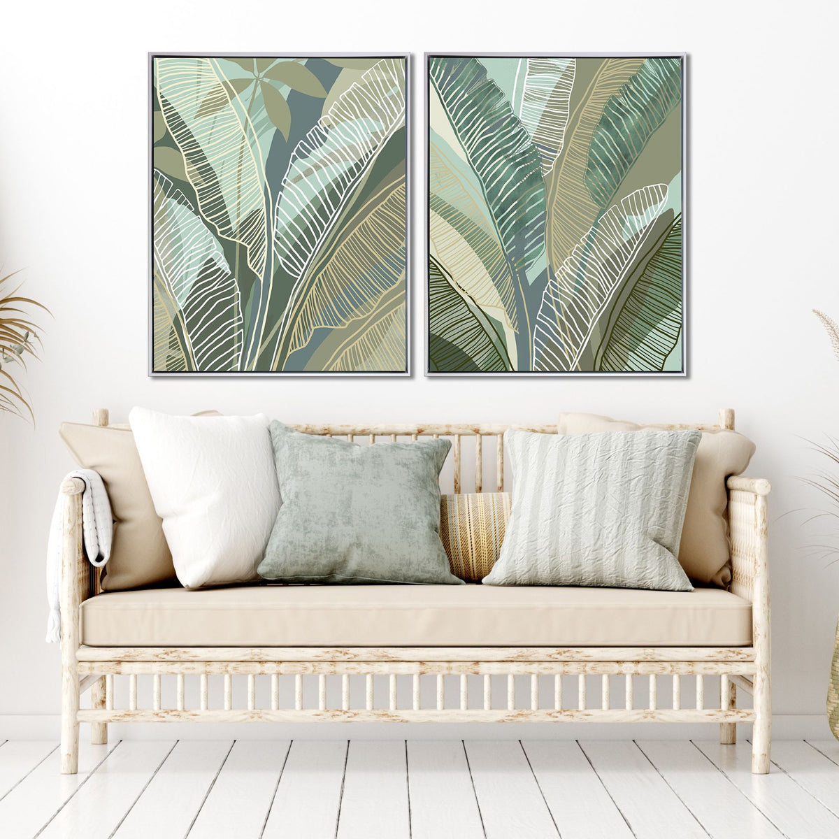 SET OF 2 TROPICAL BOTANICAL CANVAS