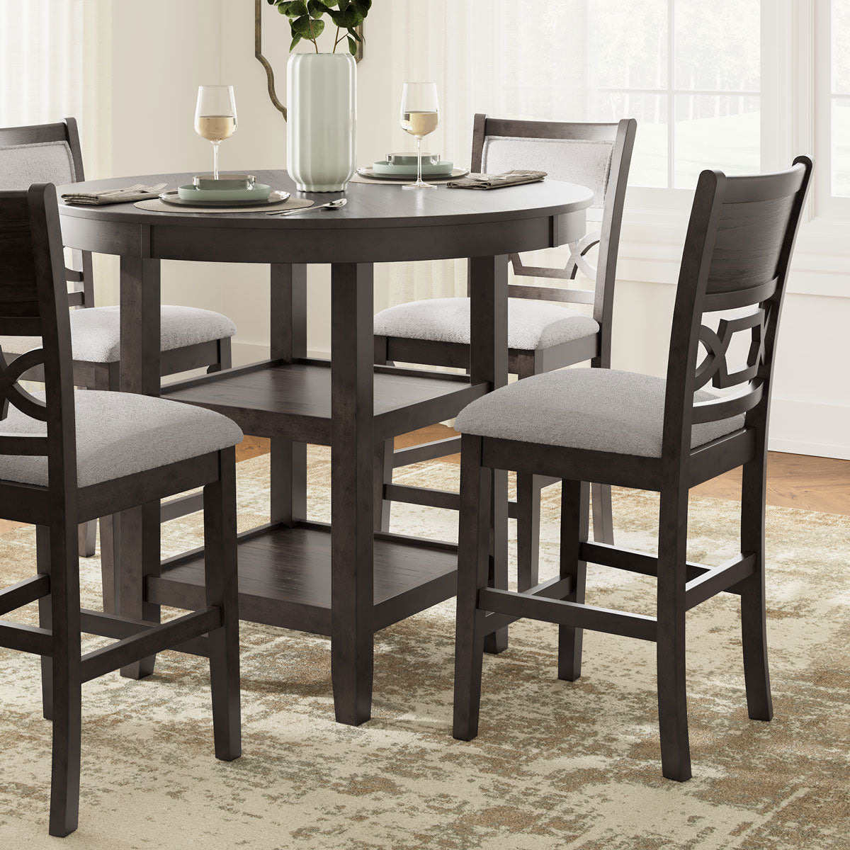 LUDWIG BROWN 5 PC COUNTER DINING SET