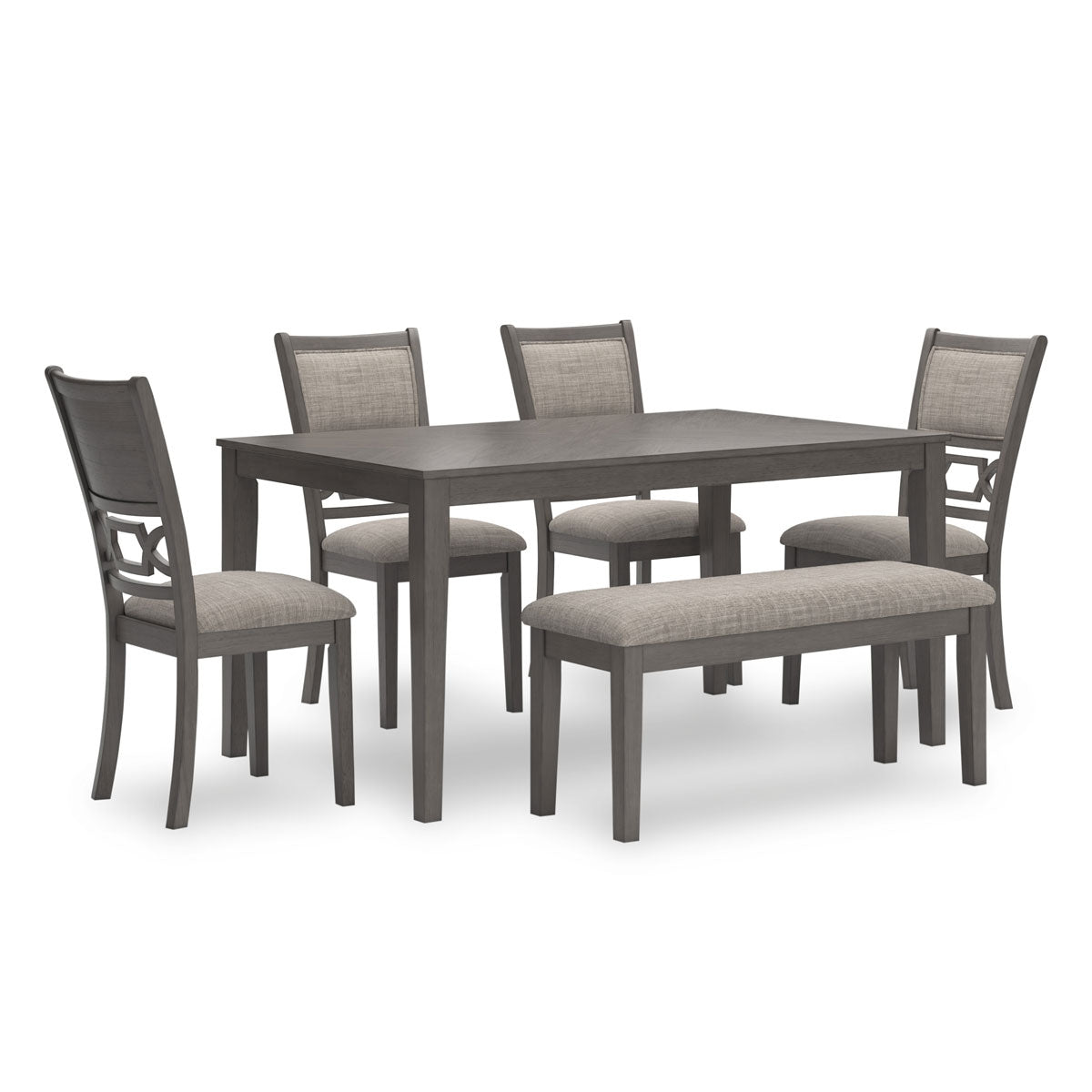 LUDWIG GRAY 6 PC RECTANGLAR DIN W/BENCH