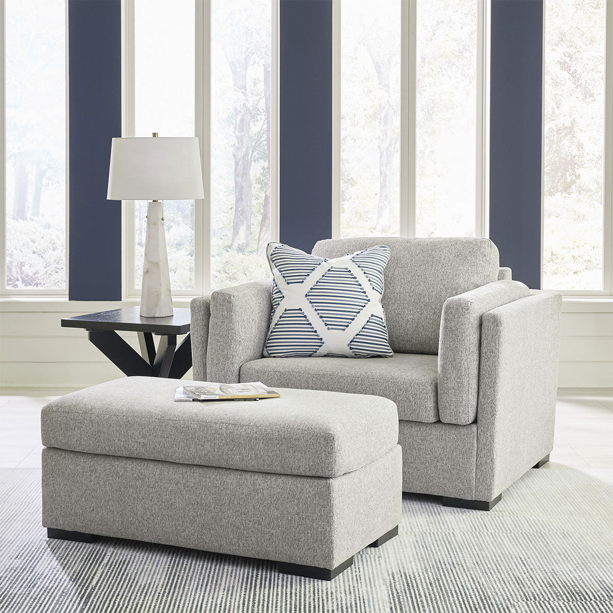EVANSLEY PEWTER OTTOMAN
