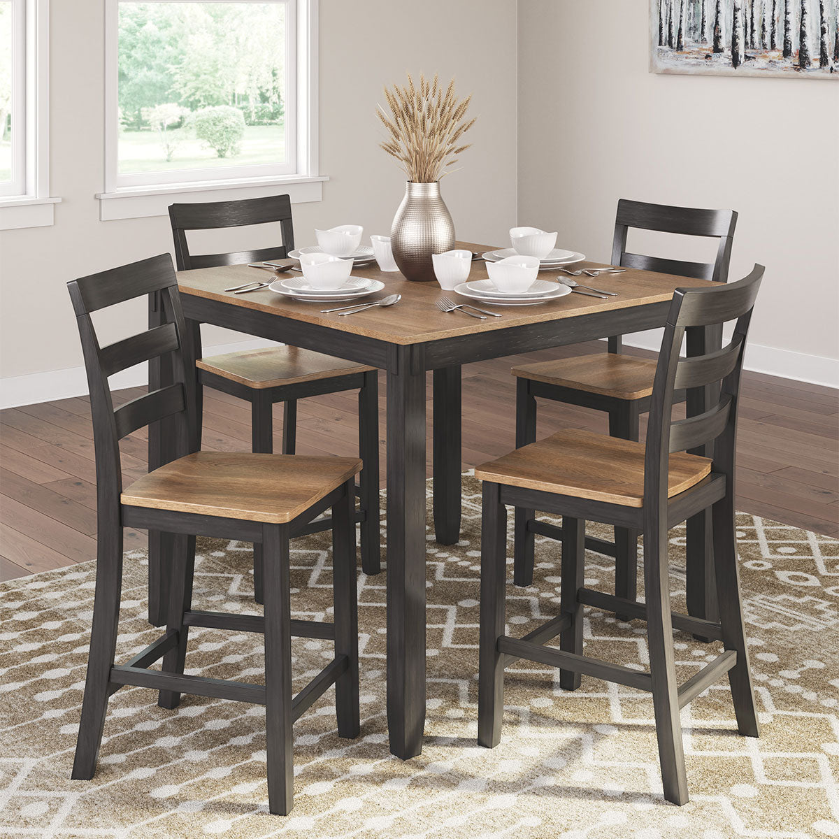 GESTHAVEN BROWN 5PC COUNTER DINING SET