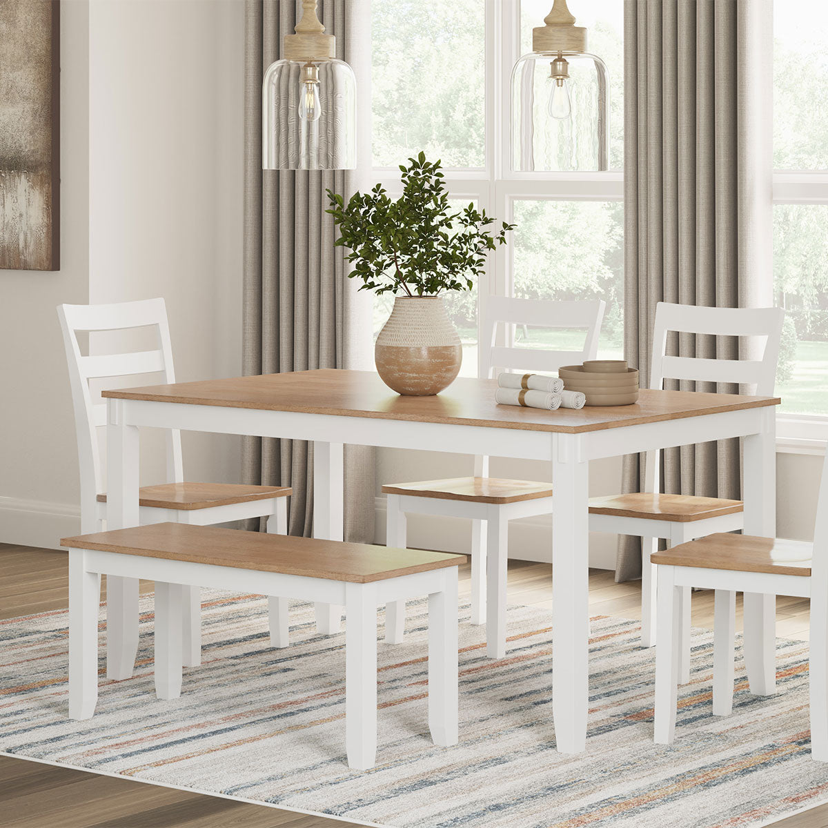 GESTHAVEN WHITE 6PC DINING W/ BENCH