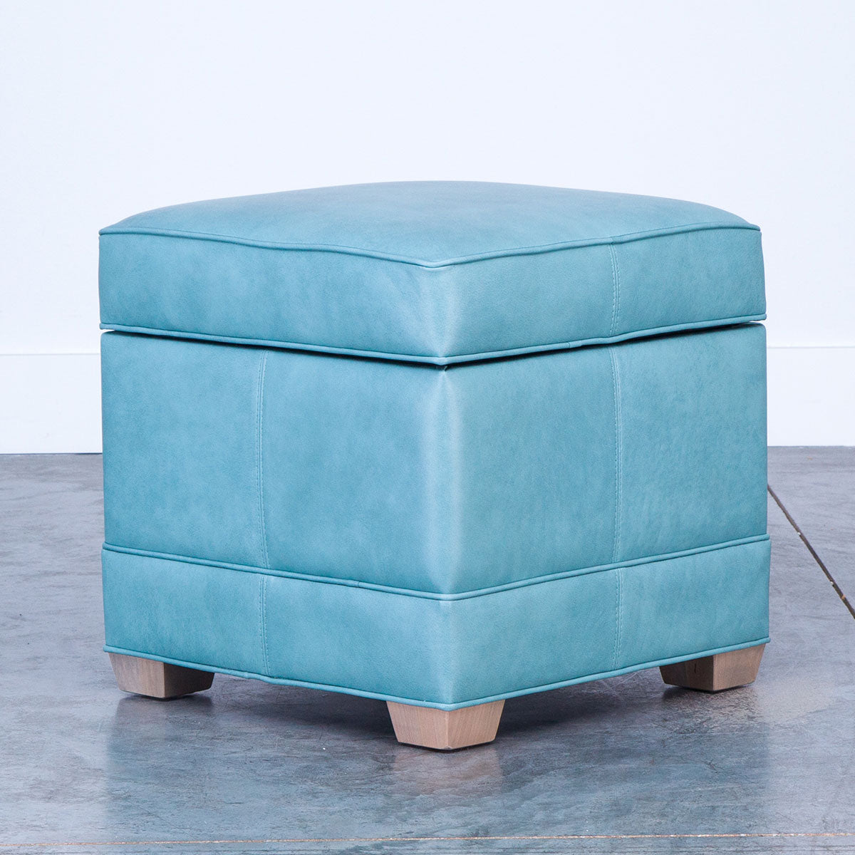 SQUARE STORAGE OTTOMAN W/TAPERED LEG