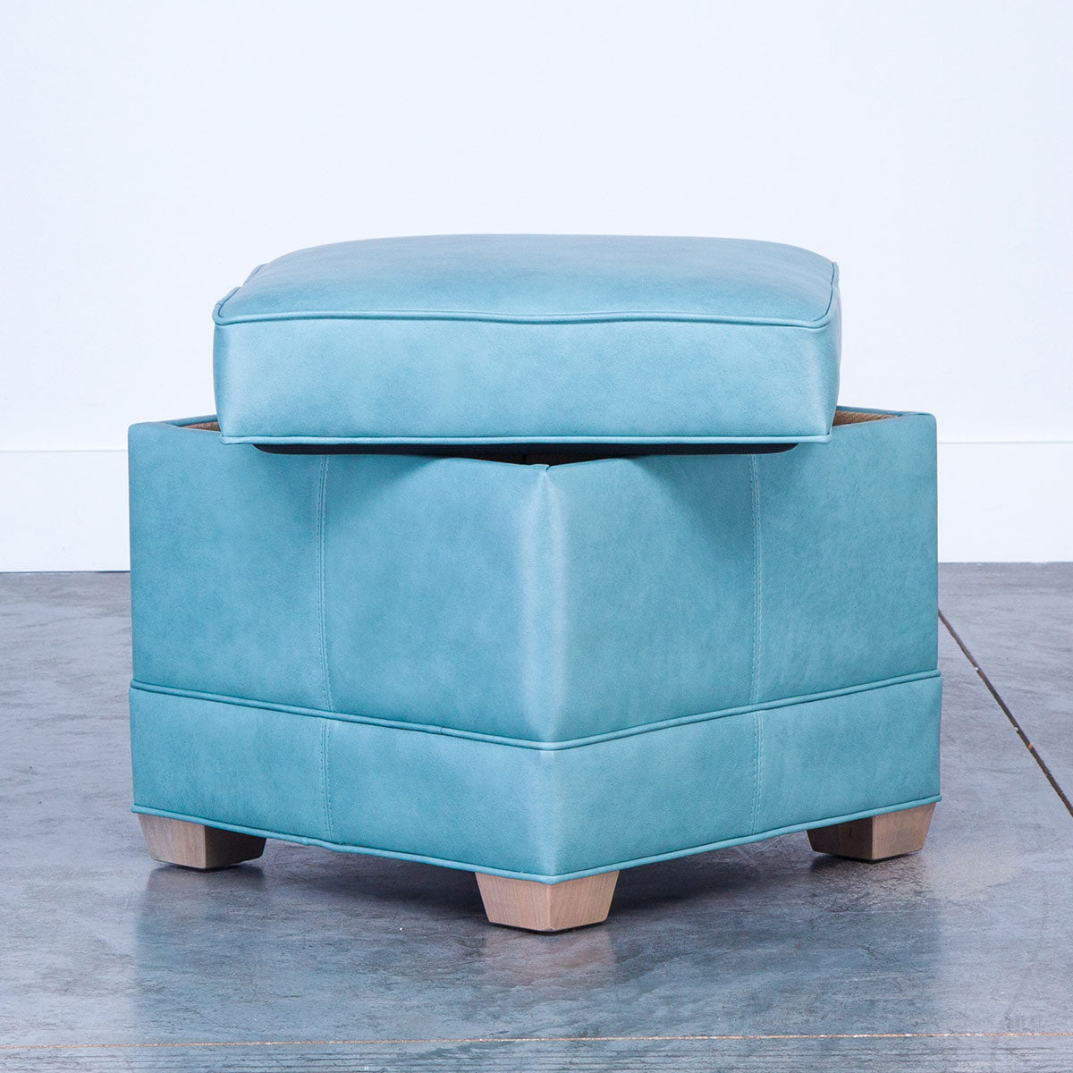 SQUARE STORAGE OTTOMAN W/TAPERED LEG