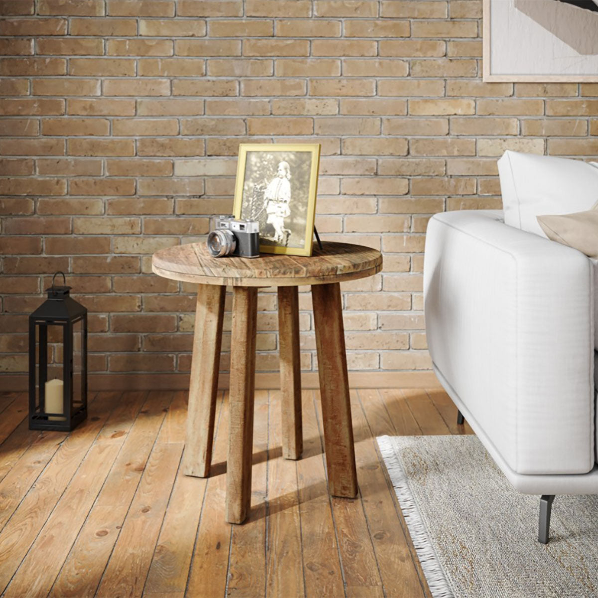 RECLAIMED ROUND END TABLE