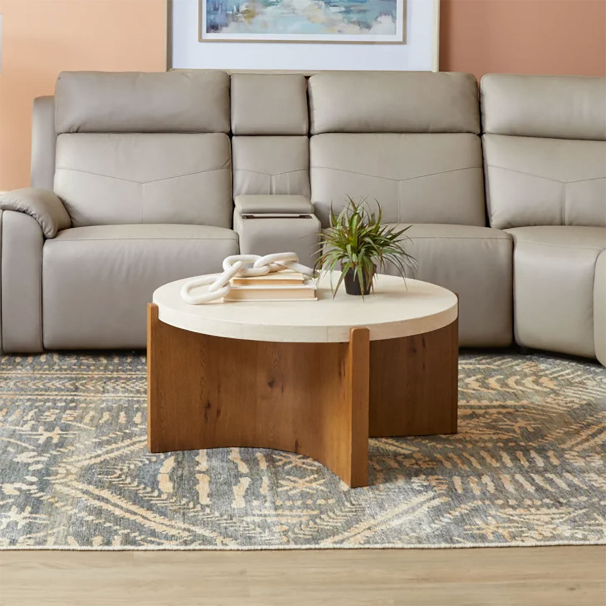 ECLIPSE ROUND COFFEE TRAVERTINE TABLE