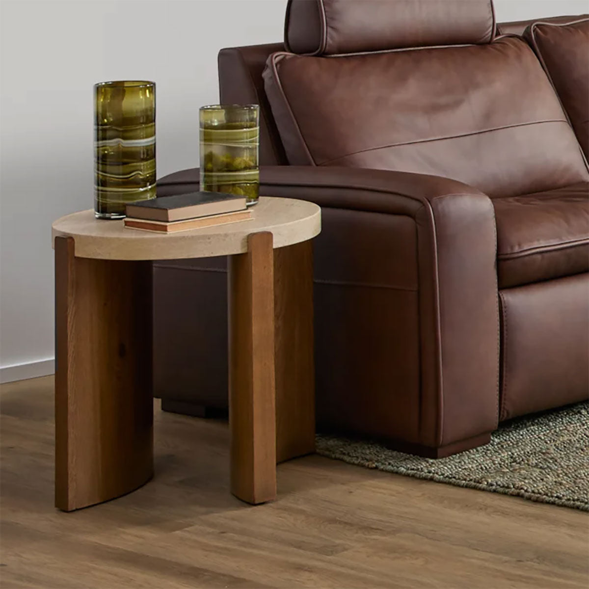 ECLIPSE ROUND END TRAVERTINE TABLE