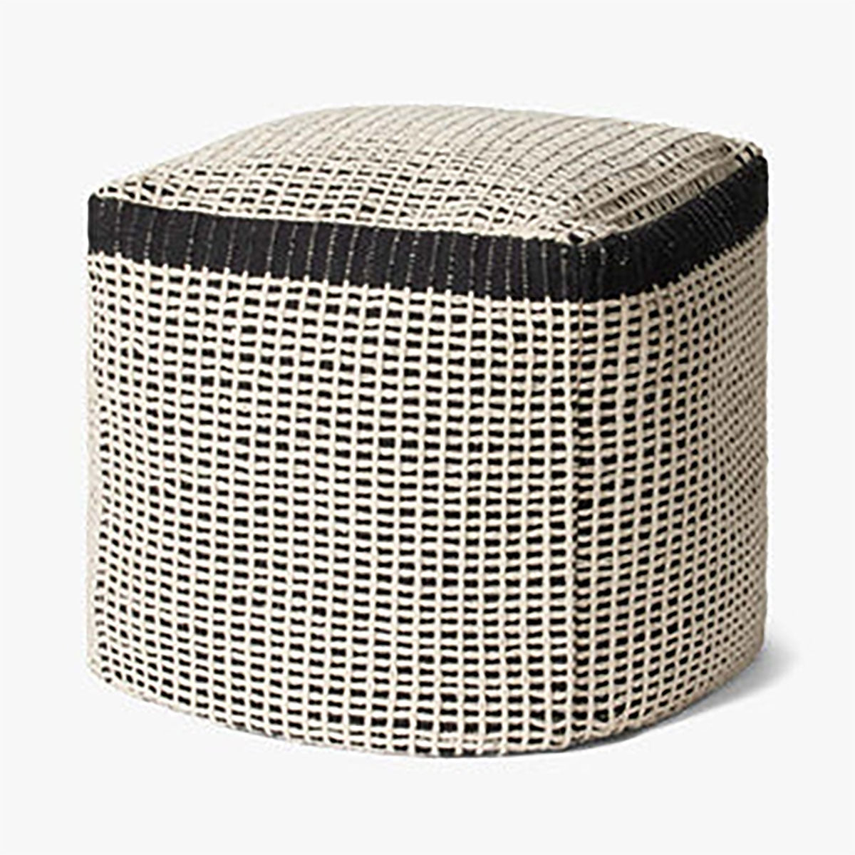 BLACK/IVORY 18X18 POUF