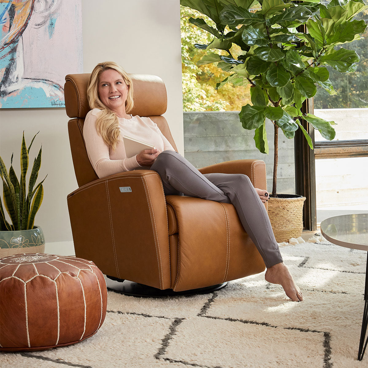 MILAN (QS) LARGE P2 RECLINER IN COGNAC