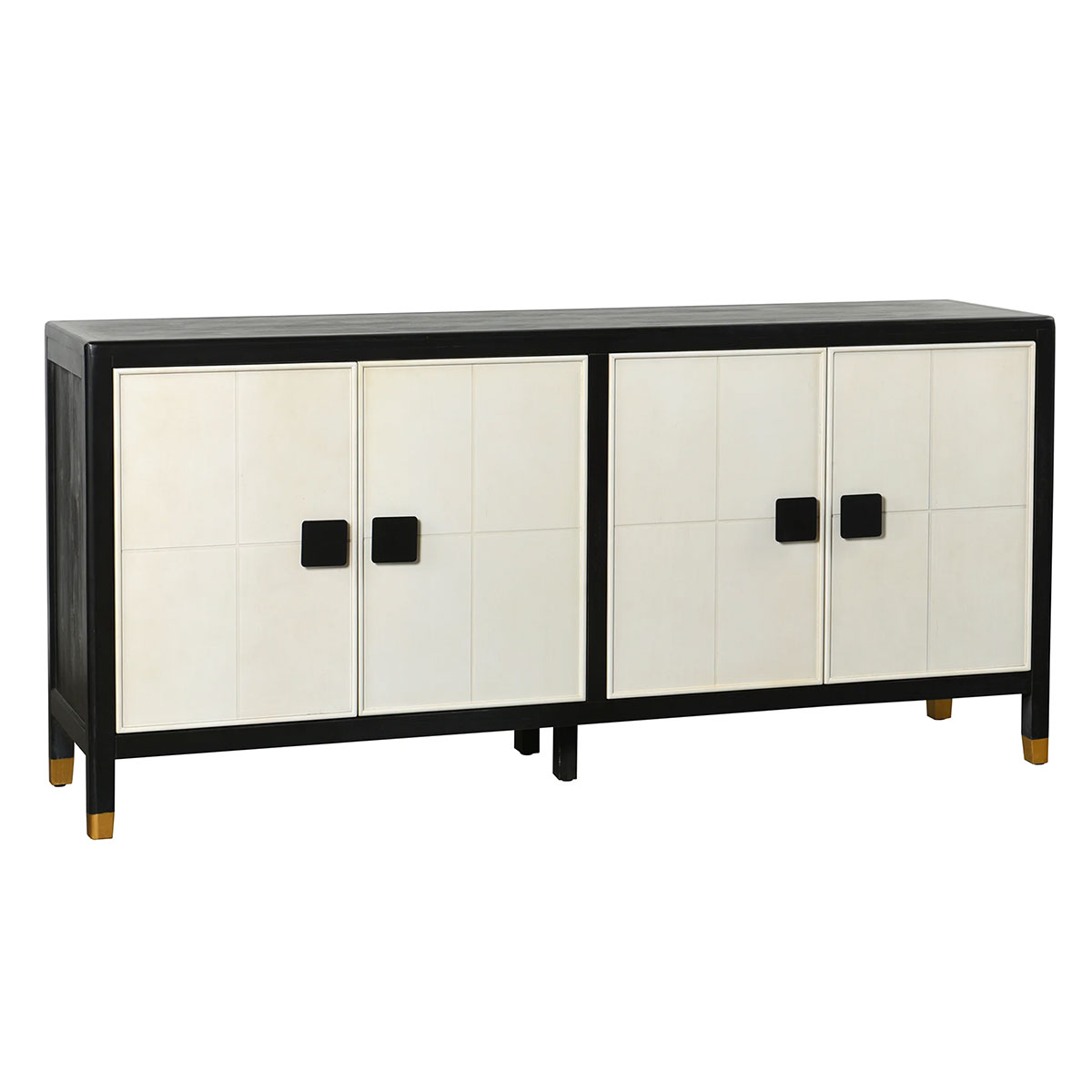 BLACK AND WHITE FOUR DOOR SIDEBOARD
