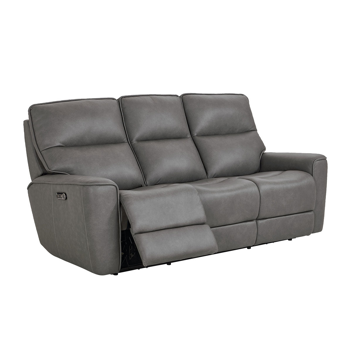 KENNETH GUNMETAL SOFA W/POWER HEADREST