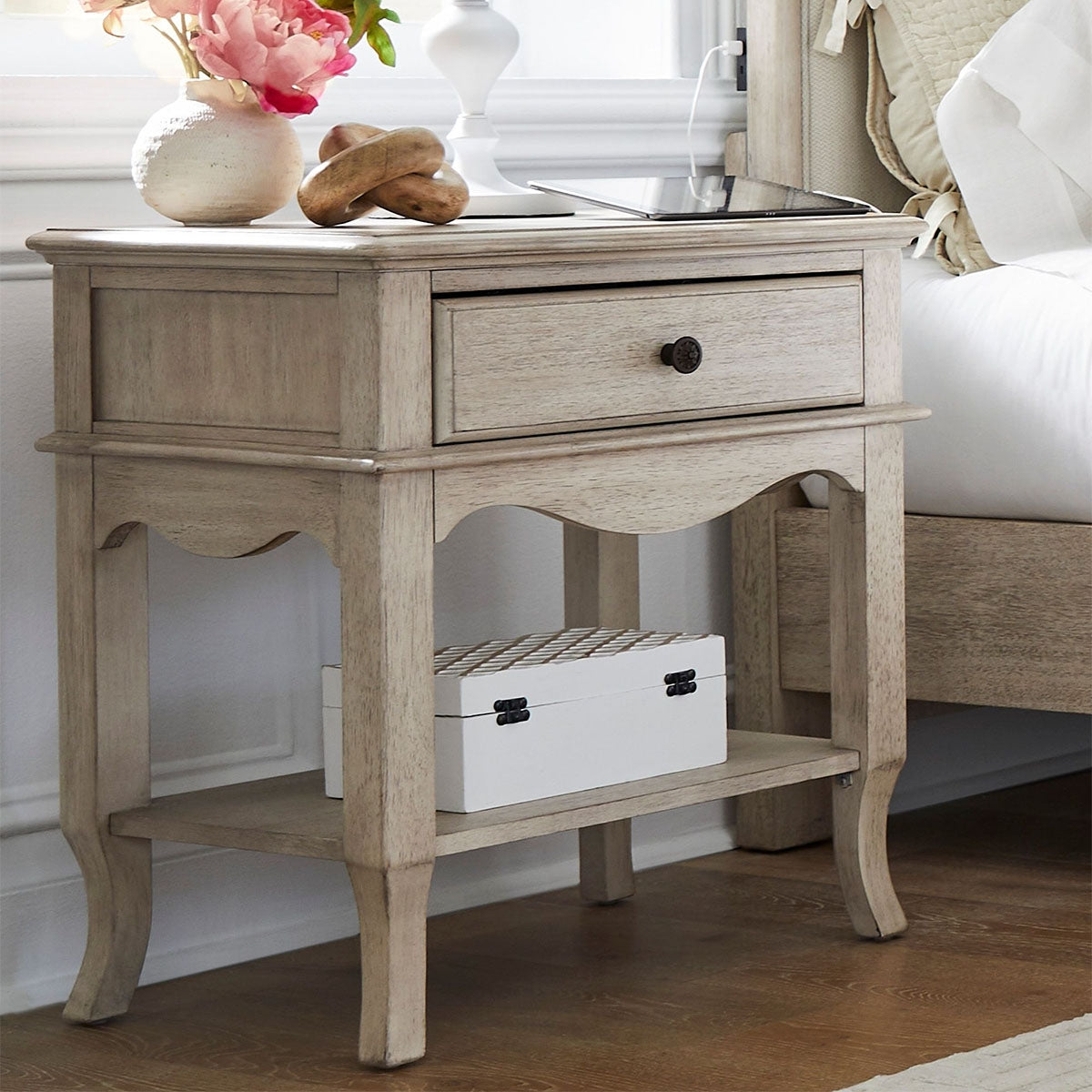 Provence Linen 1 Drawer Nightstand