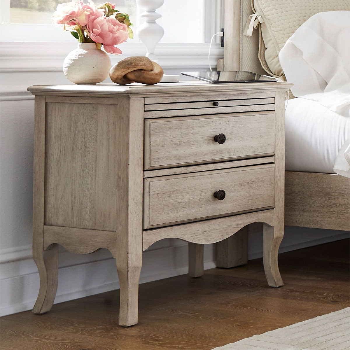 Provence Linen Two Drawer Nightstand