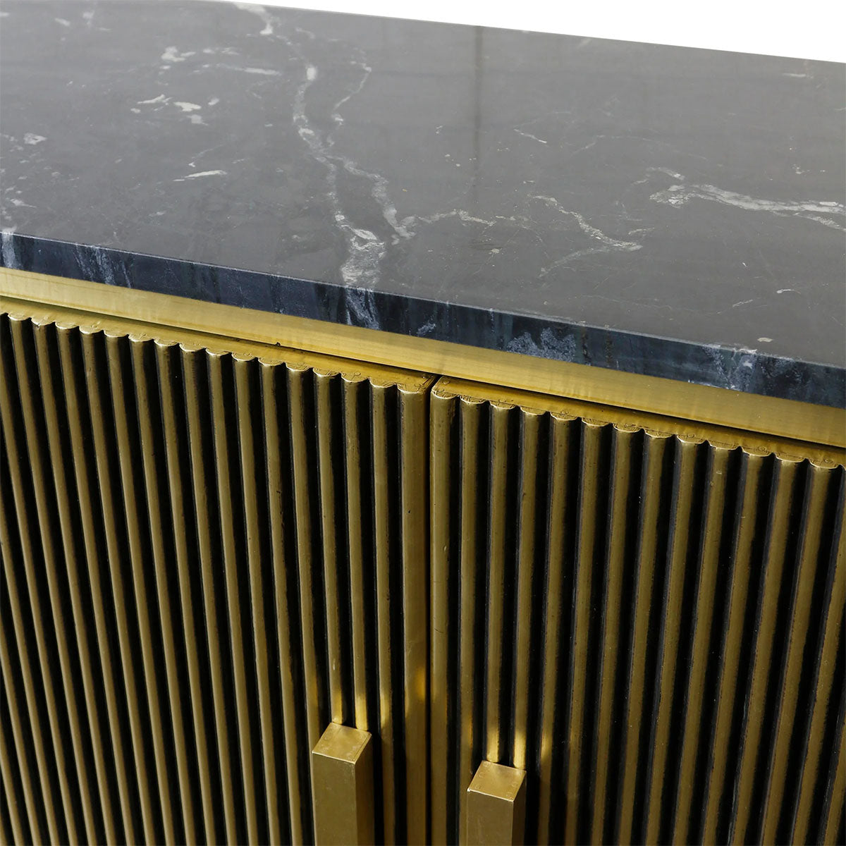 BLACK & GOLD MARBLE TOP SIDEBOARD