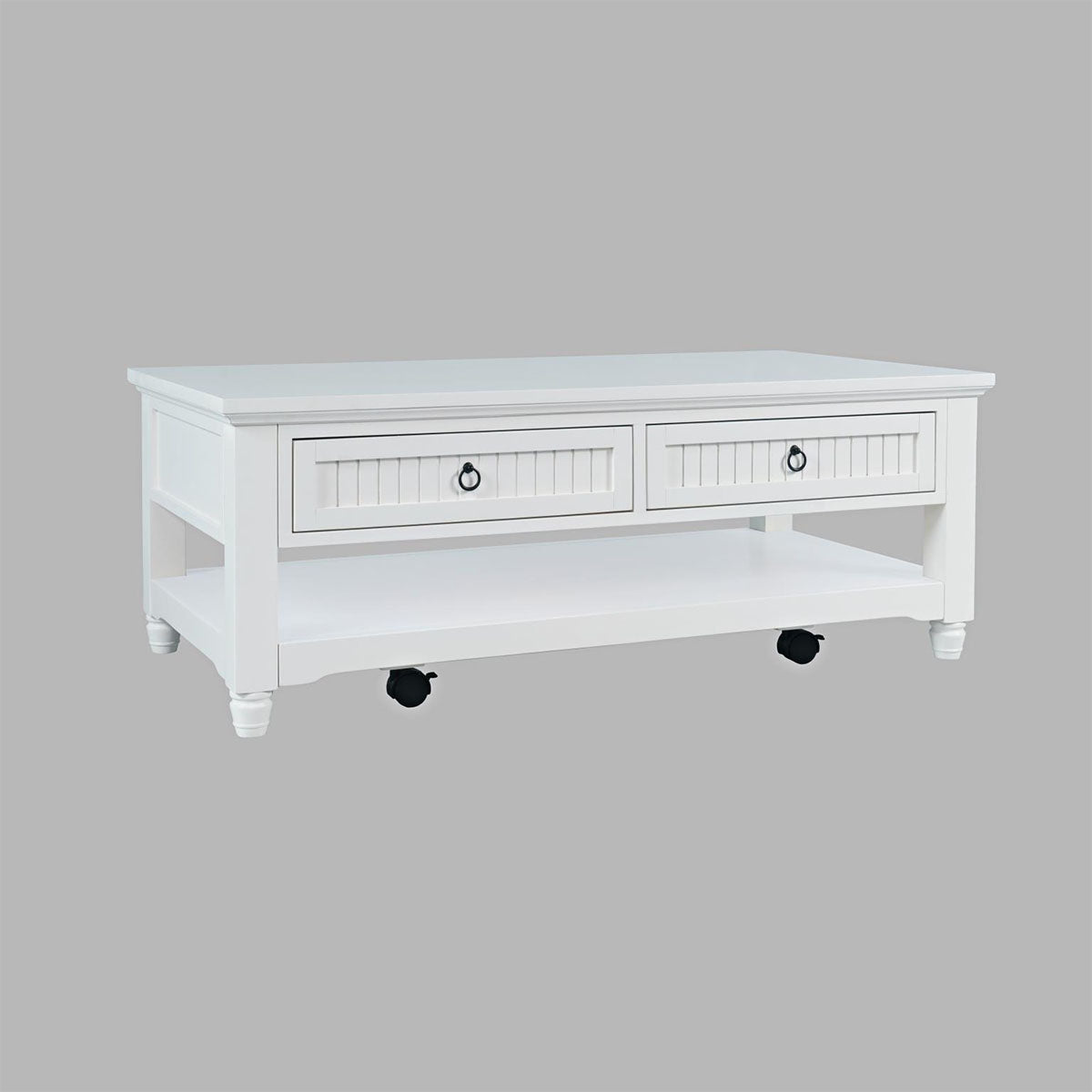 WESTPORT WHITE CASTERED COFFEE TABLE