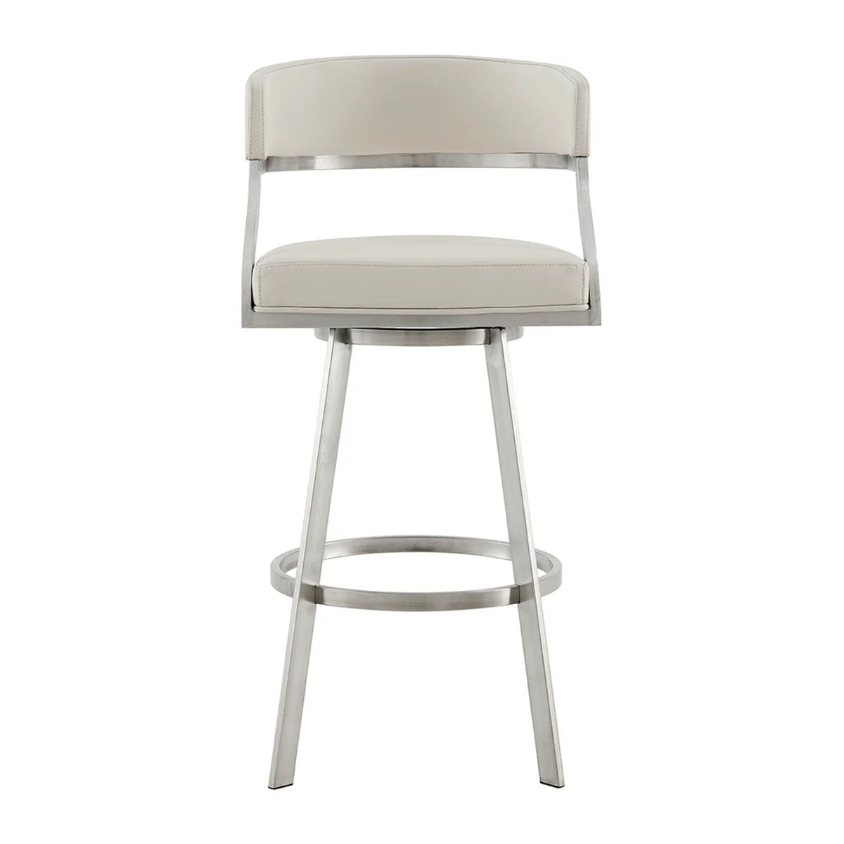 SATURN CREAM LEATHER & STEEL SWIVEL COUNTER STOOL