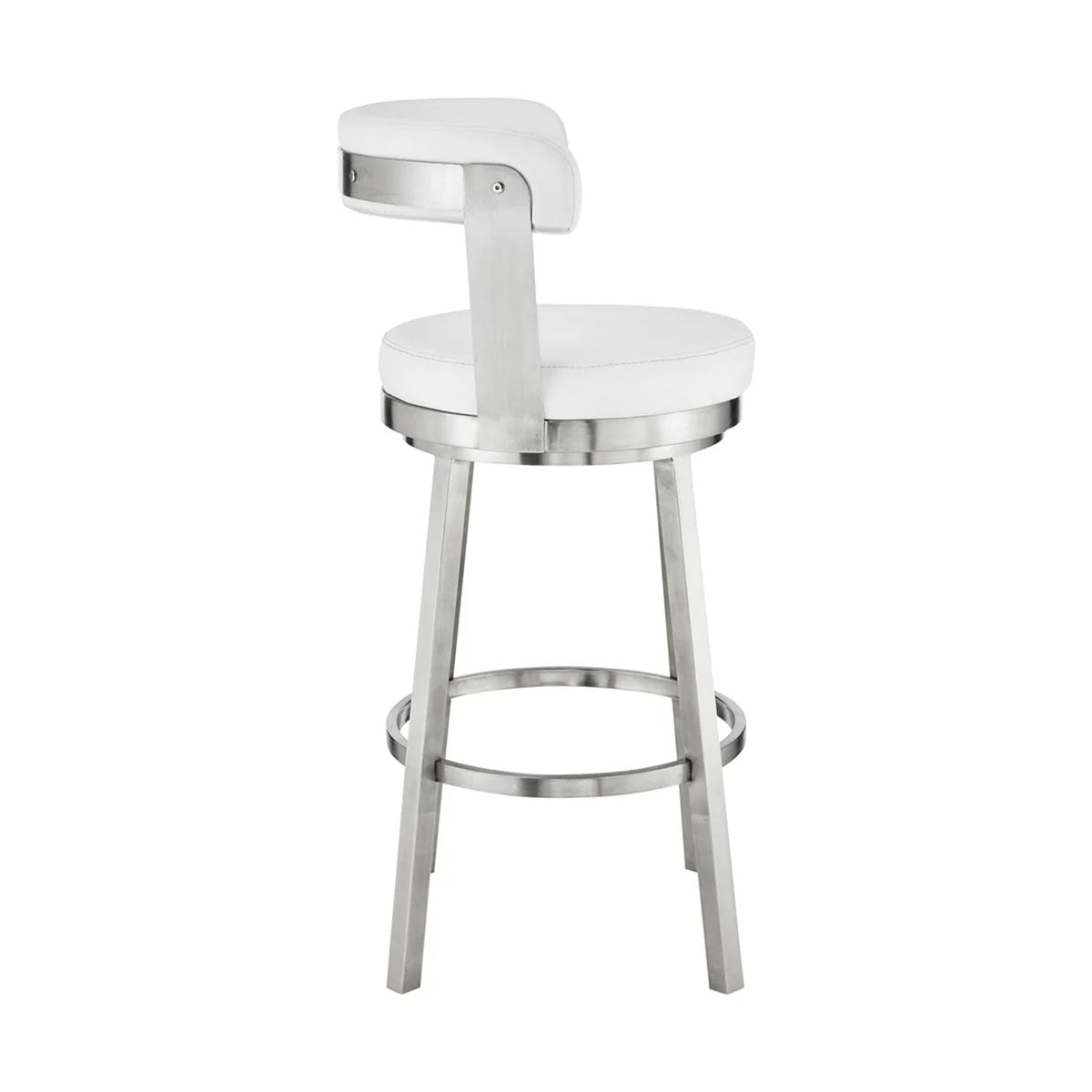 BRYANT FAUX WHITE LEATHER & STEEL COUNTER STOOL