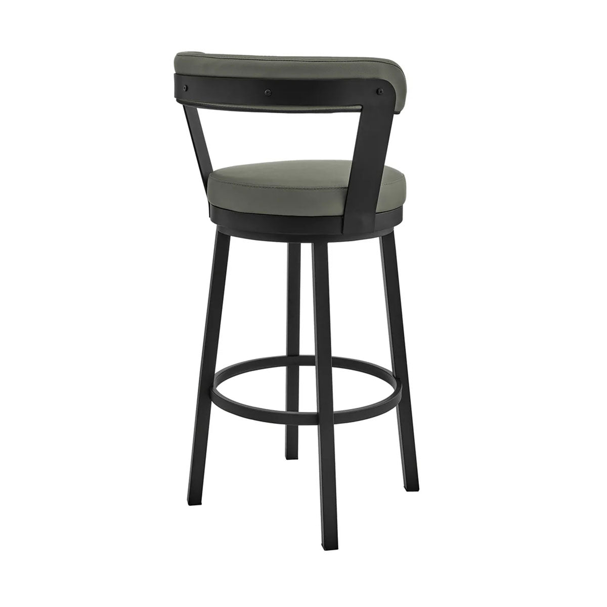 BRYANT FAUX GREY LEATHER & BLACK STEEL BAR STOOL