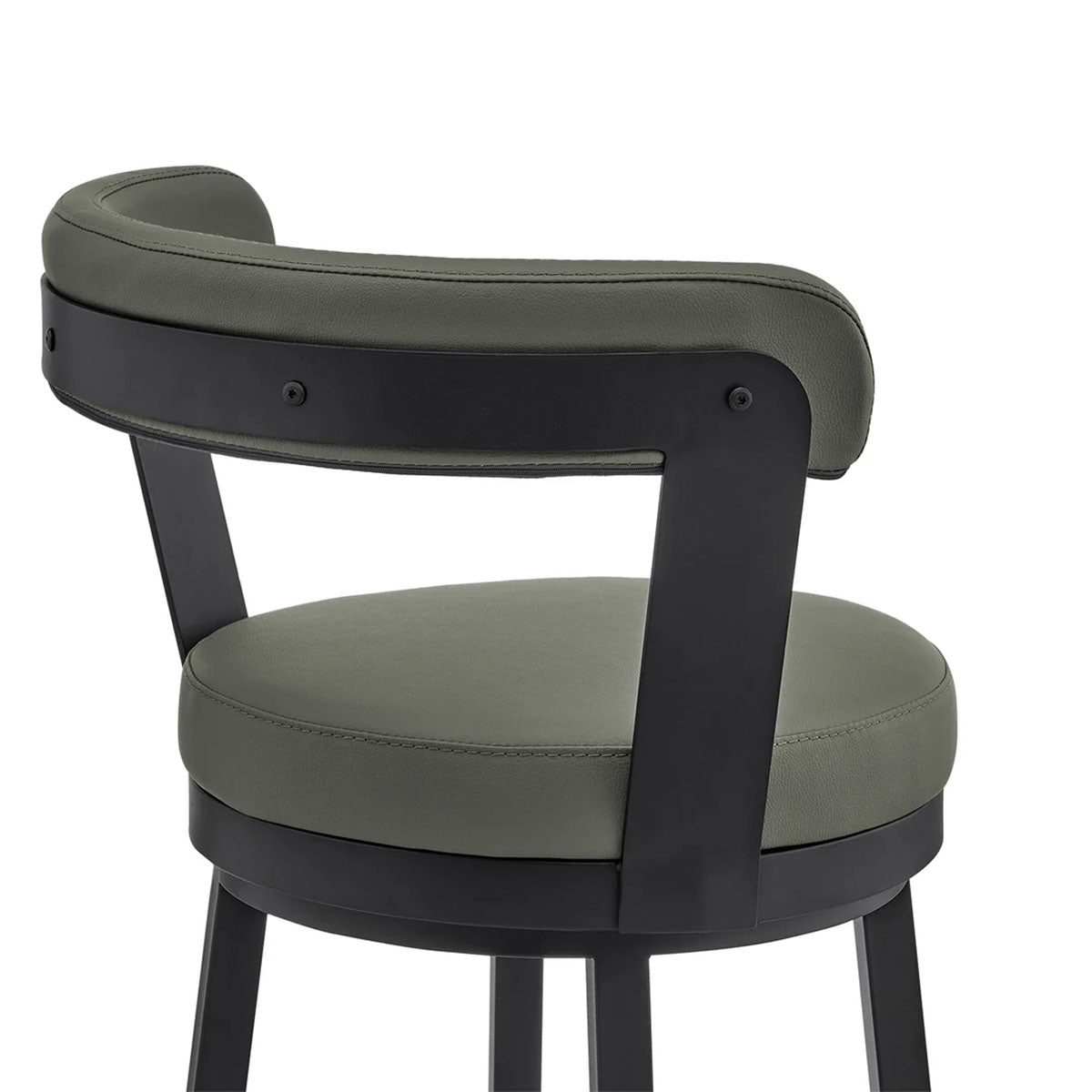 BRYANT FAUX GREY LEATHER & BLACK STEEL BAR STOOL