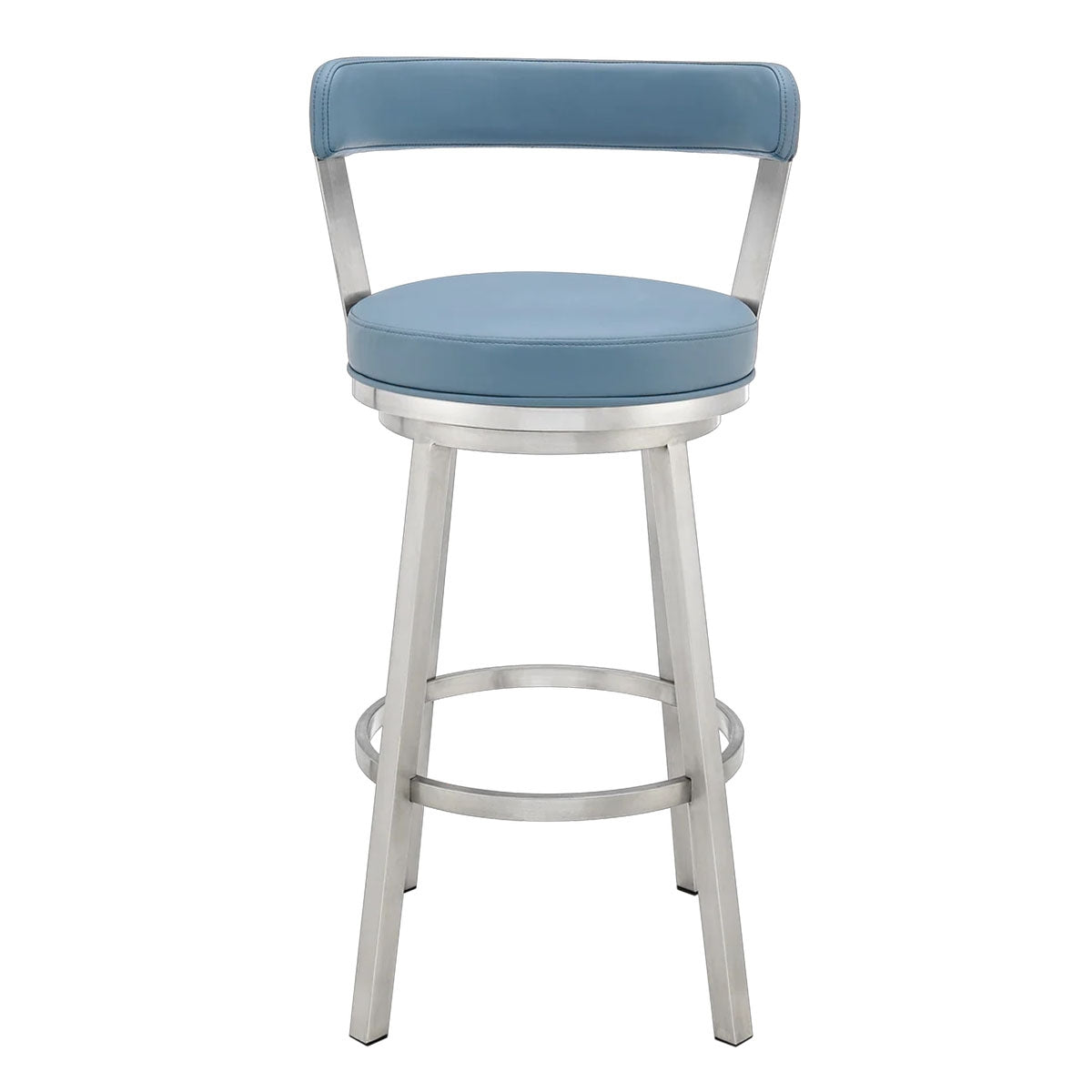 BRYANT BLUE LEATHER & STEEL BAR STOOL