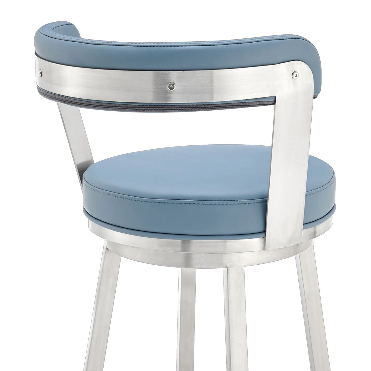 BRYANT BLUE LEATHER & STEEL BAR STOOL