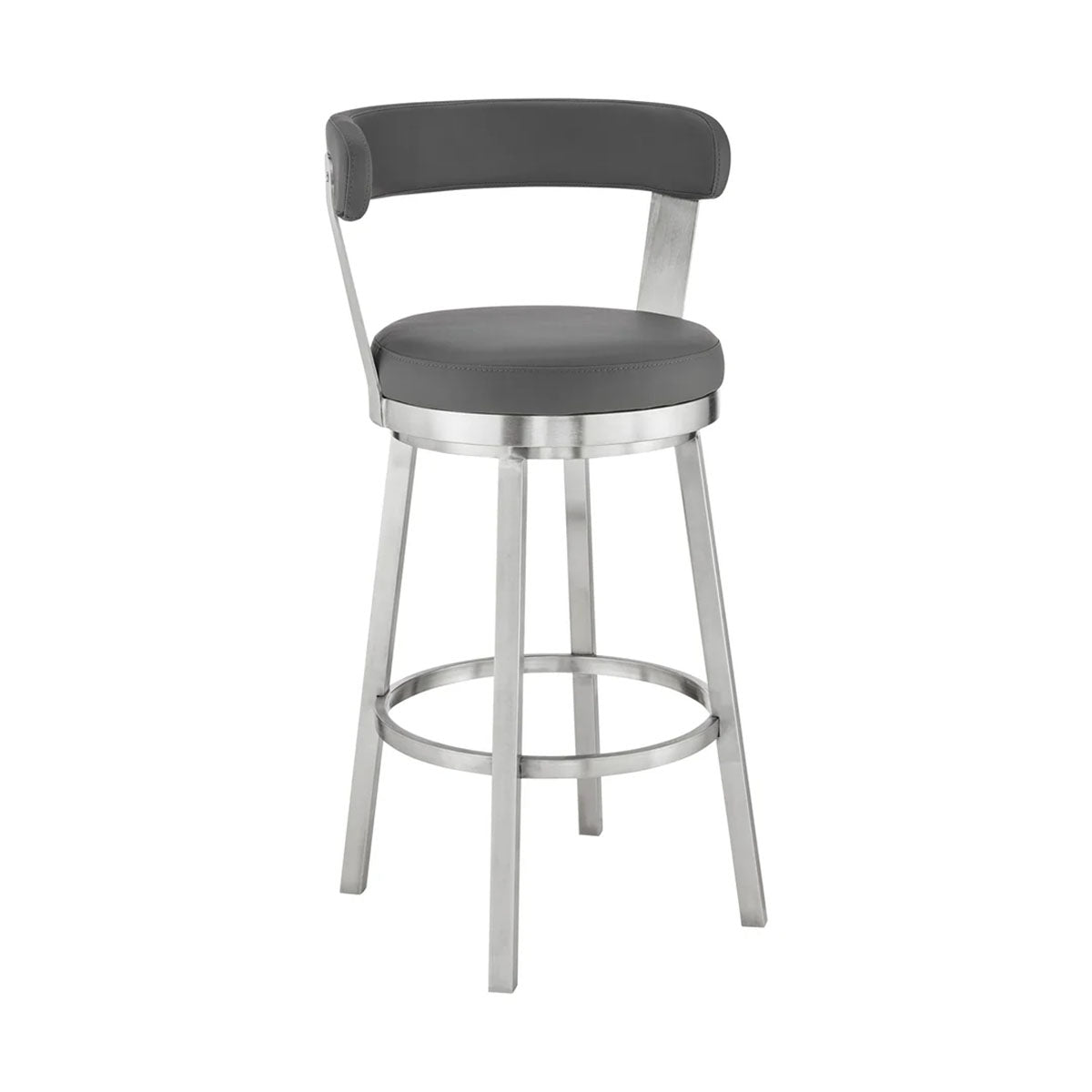 BRYANT FAUX GREY LEATHER & STEEL COUNTER STOOL