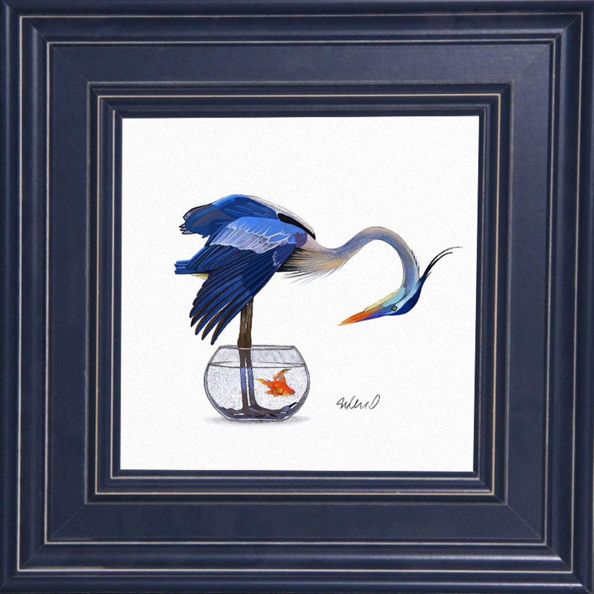 FISH FOR LUNCH BLUE FRM ART