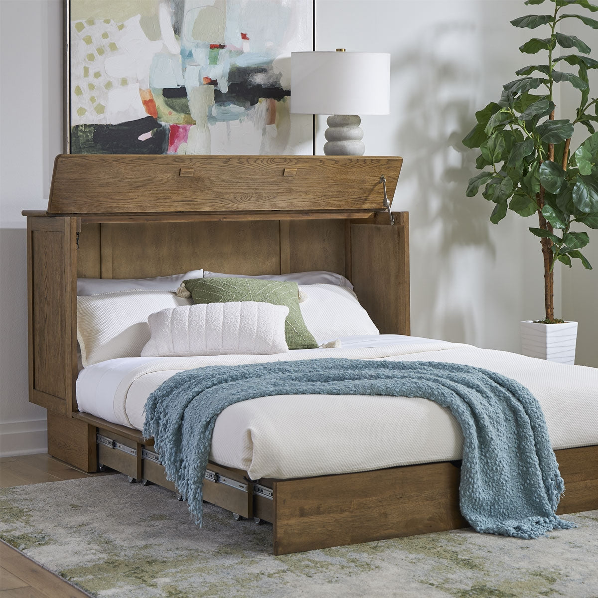 Verona Queen Brown Cabinet Bed