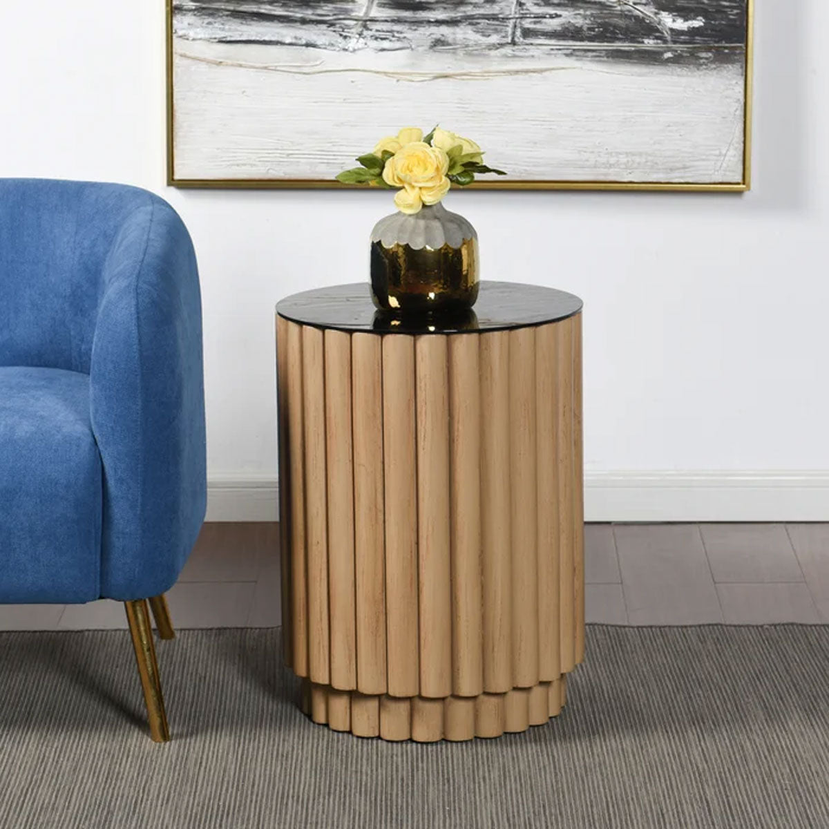 FLUTTED BARREL END TABLE