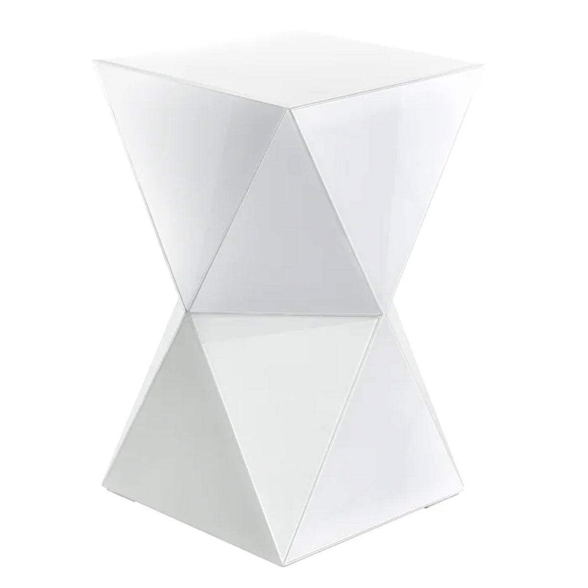 WHITE GLASS GEO PEDESTAL TABLE