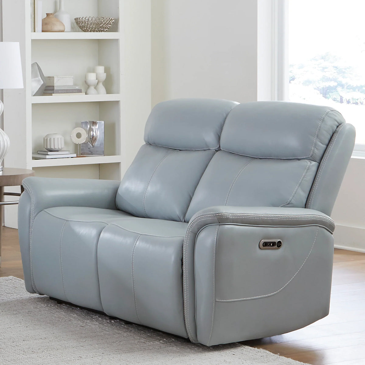 CASCADE LTHR MIST GRY PHR LOVESEAT