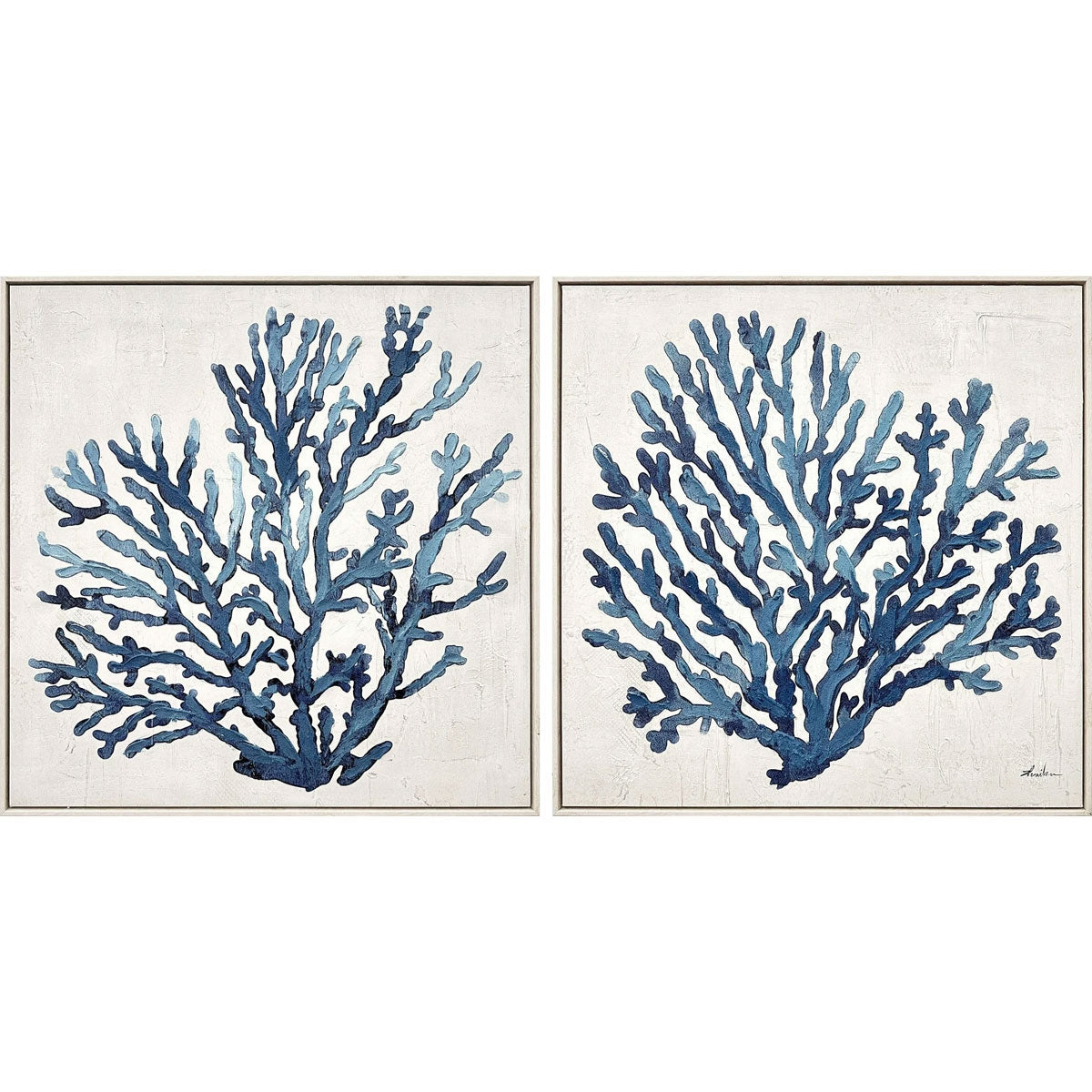 S/2 BLUE CORAL CANVAS ART