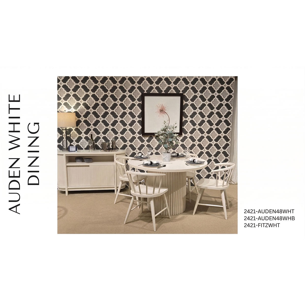 AUDEN 48" WHITE 5PC DINING SET