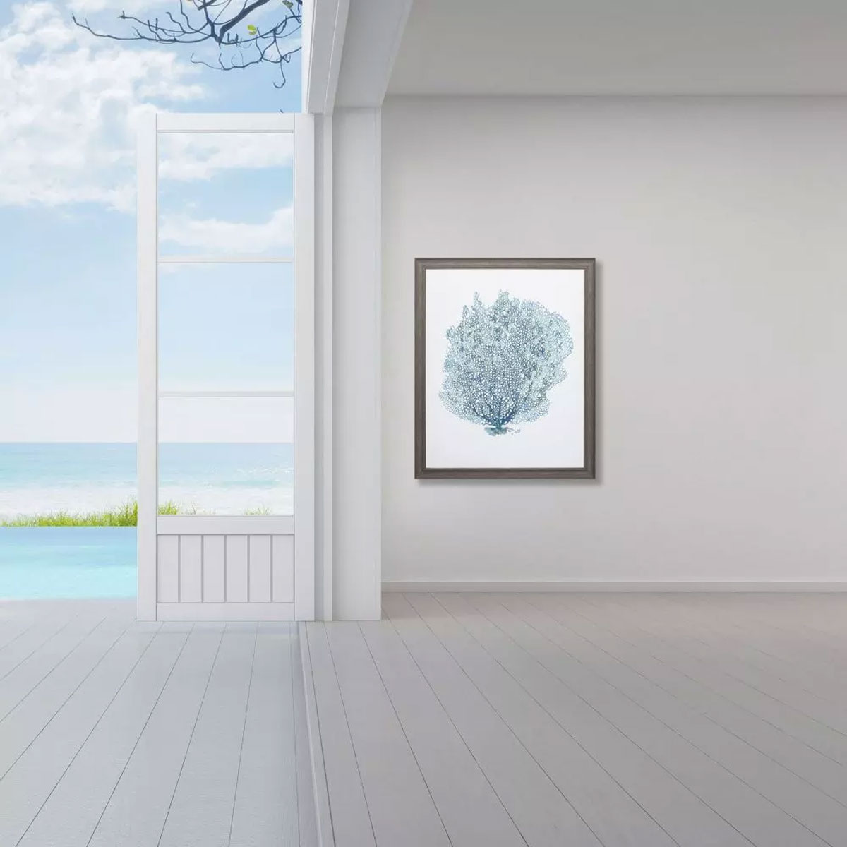 AQUA CORAL ON WHITE II