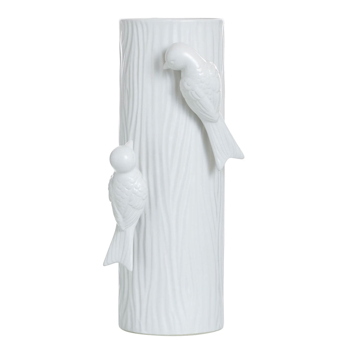 Wht Bisque Bird Motif Vase